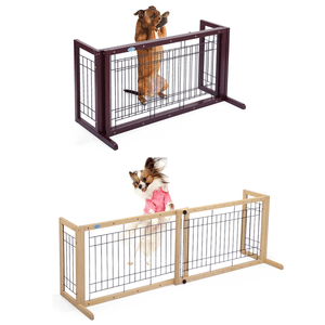 Adjustable-Pet-Fence-Gate-Indoor-Solid-Wood-Construction-Free-Standing-Dog-Gate