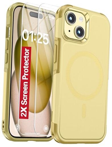 Magnetic for [Compatible with MagSafe],[Strong N52 iPhone 15 Case B-Yellow-image
