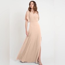 Jenny Yoo Hayes Gown Soft Blush Size 8 bridesmaid long Dress Luxe chiffon