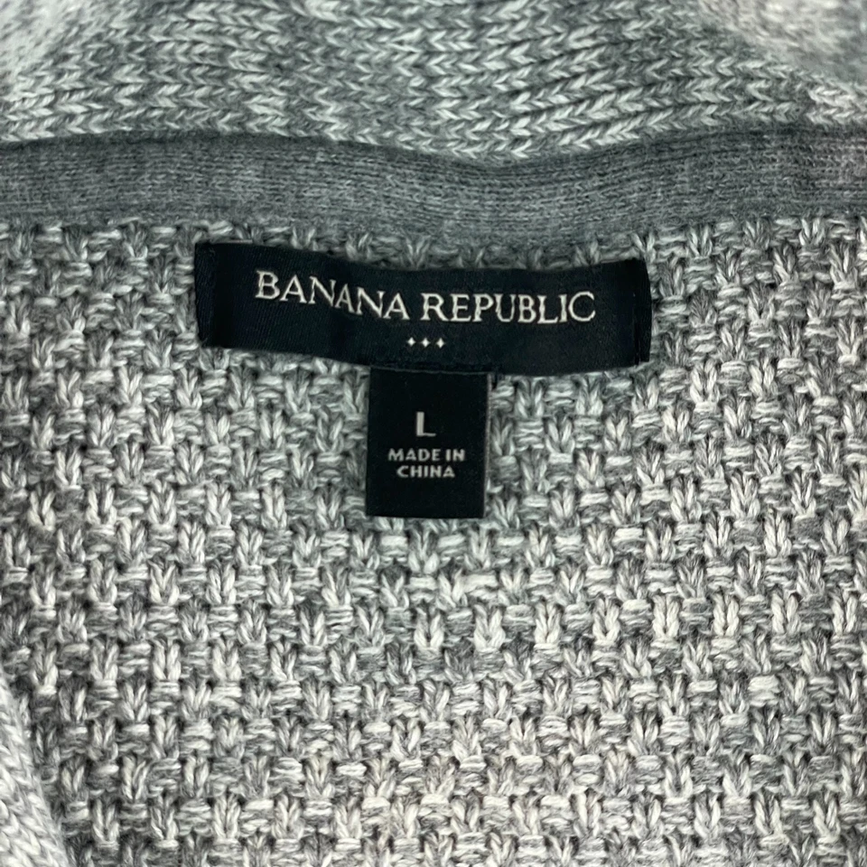 Cardigã masculino BANANA REPUBLIC gola xale grande cinza kit waffle vovô novo sem etiquetas $150 - Imagem 2 de 4