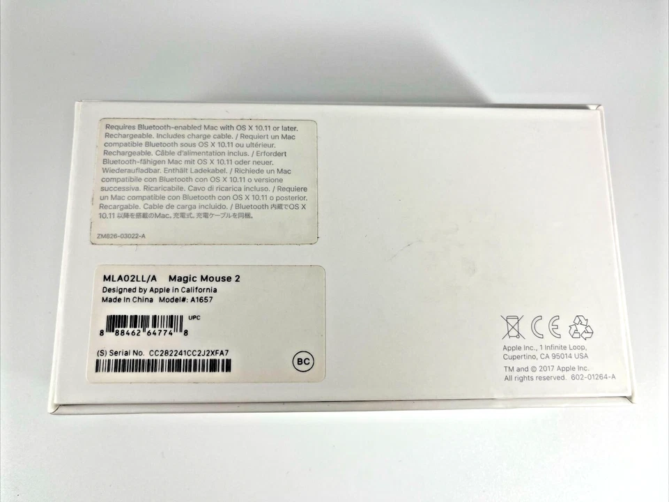 Apple Magic Mouse 2 Bluetooth Wireless Mouse A1657 MLA02LL/A White New Open Box - Image 3 of 3