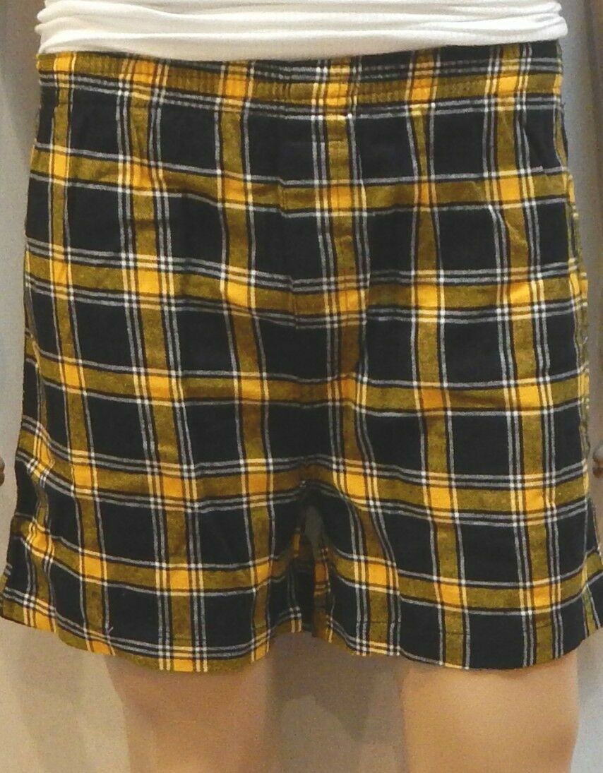 Black & Yellow Plaid Boxer Lounge Sleep Shorts Size (Small 2830) eBay