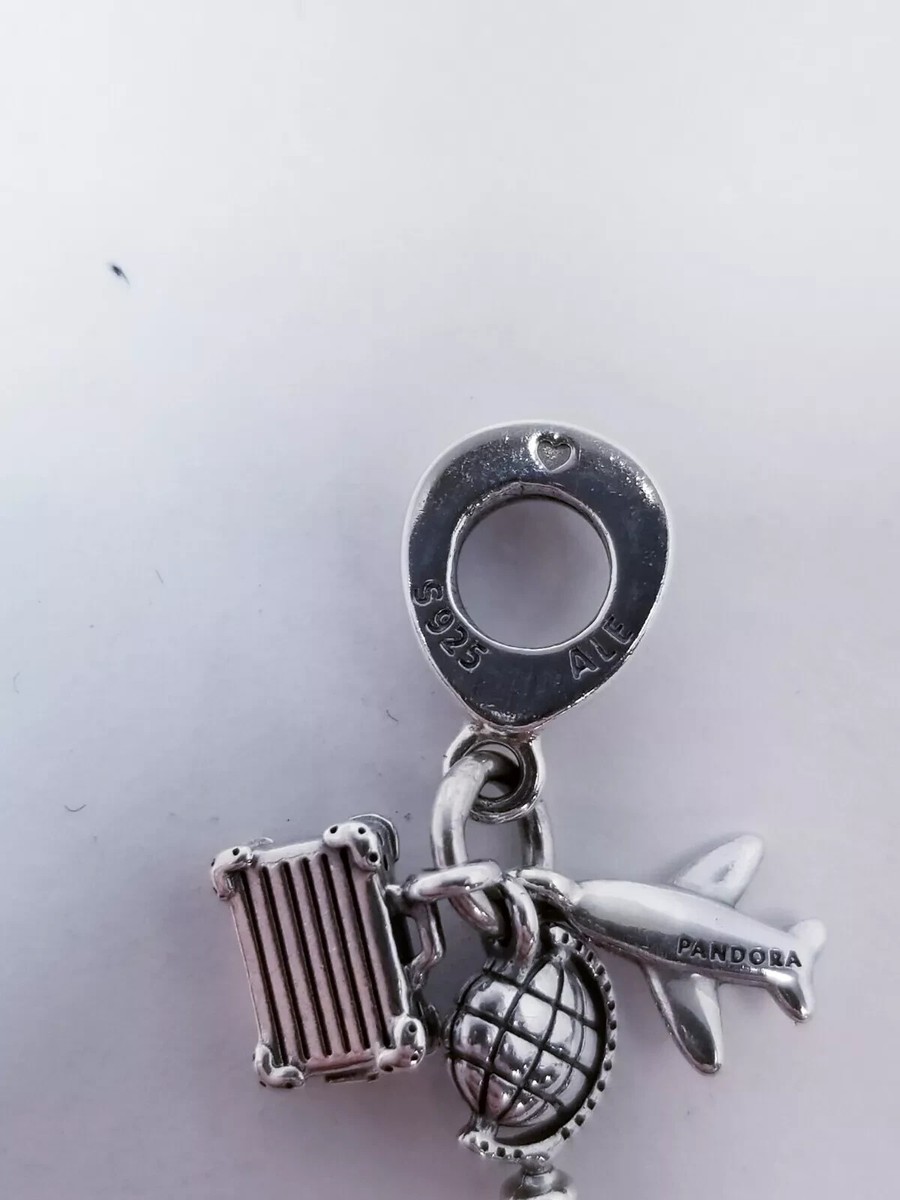 Authentic Pandora Pendant Charm, Airplane Globe and Suitcase