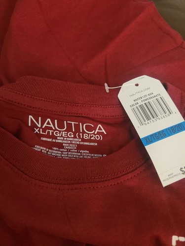 Kids Unisex Nautica T Shirt Sz xl (18/20) ,new, burgundy/ pomegranate color - Picture 3 of 3