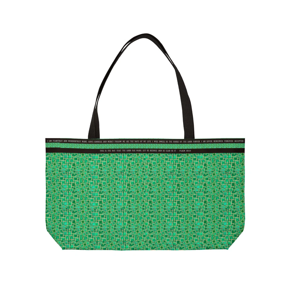 Levi Emerald Green Gemstone Designer Weekender Tote Bag