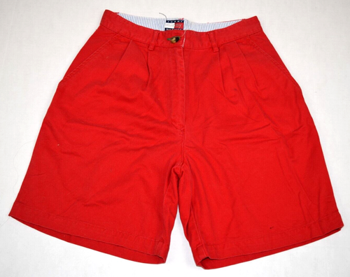 Vintage Shorts Tommy Hilfiger 4 Size S/M 90s Bright Cherry Red High Waisted - Picture 4 of 14