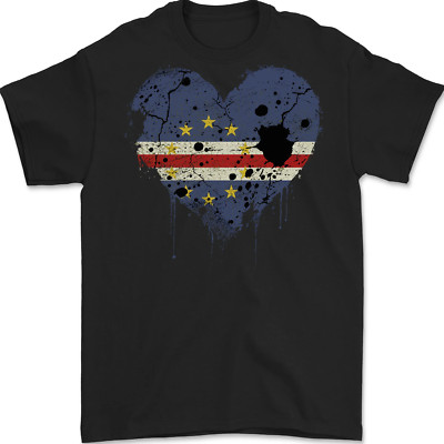 Love Kap Verde Flagge Verdean Tag Fußball Herren T-Shirt 100% Baumwolle