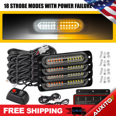 BooYu [Upgraded] Switchable 4 Colors Emergency Strobe Traffic Advisor Light Bar 162 LED Windshield 2 In 1 Visor Safety Warning Hazard Flashing Lights For Firefighter Police Truck Vehicle (Amber/White - Foto 2
