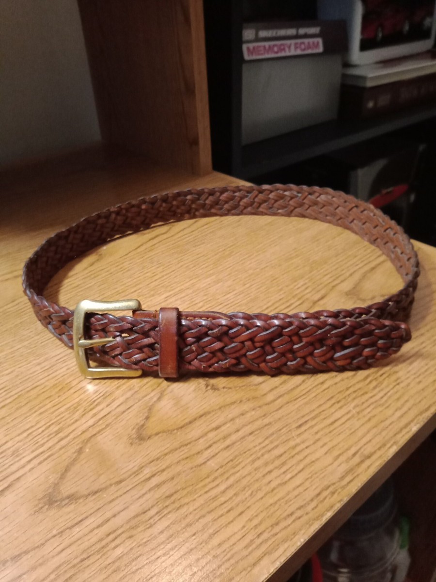 Talbots Womens Genuine Brown Leather Woven Braided Gold  display picture 3