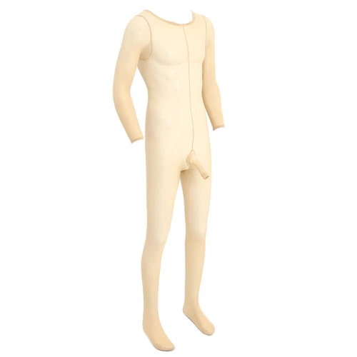 Übergröße Herren glatt elastisch Catsuit Strumpfhose Bodystocking Bodysuit Unterwäsche - Bild 5 von 11