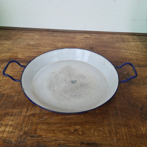 B3508 Alte, große Emaille Pfanne | Teller | Platte | Schüssel | 28 cm BLAU - Bild 4 von 7