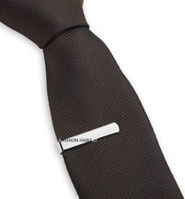 3CM Silver Men's Skinny Tie Clip Bar Chrome Stainless Steel Clasp Pin UK