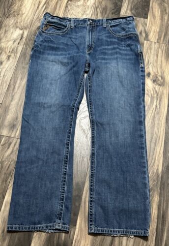 Jeans da uomo blu Ariat M4 tacco basso denim taglia 38x32 da lavoro 100% cotone - Foto 1 di 24