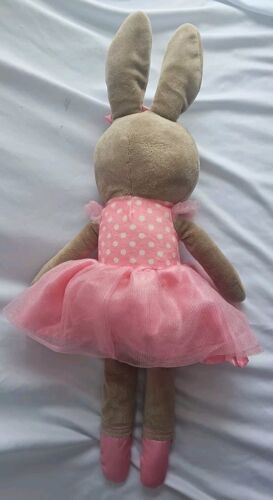 Coniglietto coniglio rosa grigio peluche vestito a pois ballerina pasquale peluche 20" - Foto 3 di 5