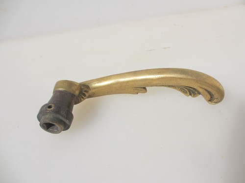 Vintage Brass Lever Door Handles Old French Baroque Rococo Leaf Gold Antique x1 - Picture 6 of 14