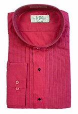 New Men's Devin Michaels Pink Banded Collar Tuxedo Dress Shirt L 16-16.5 34/35