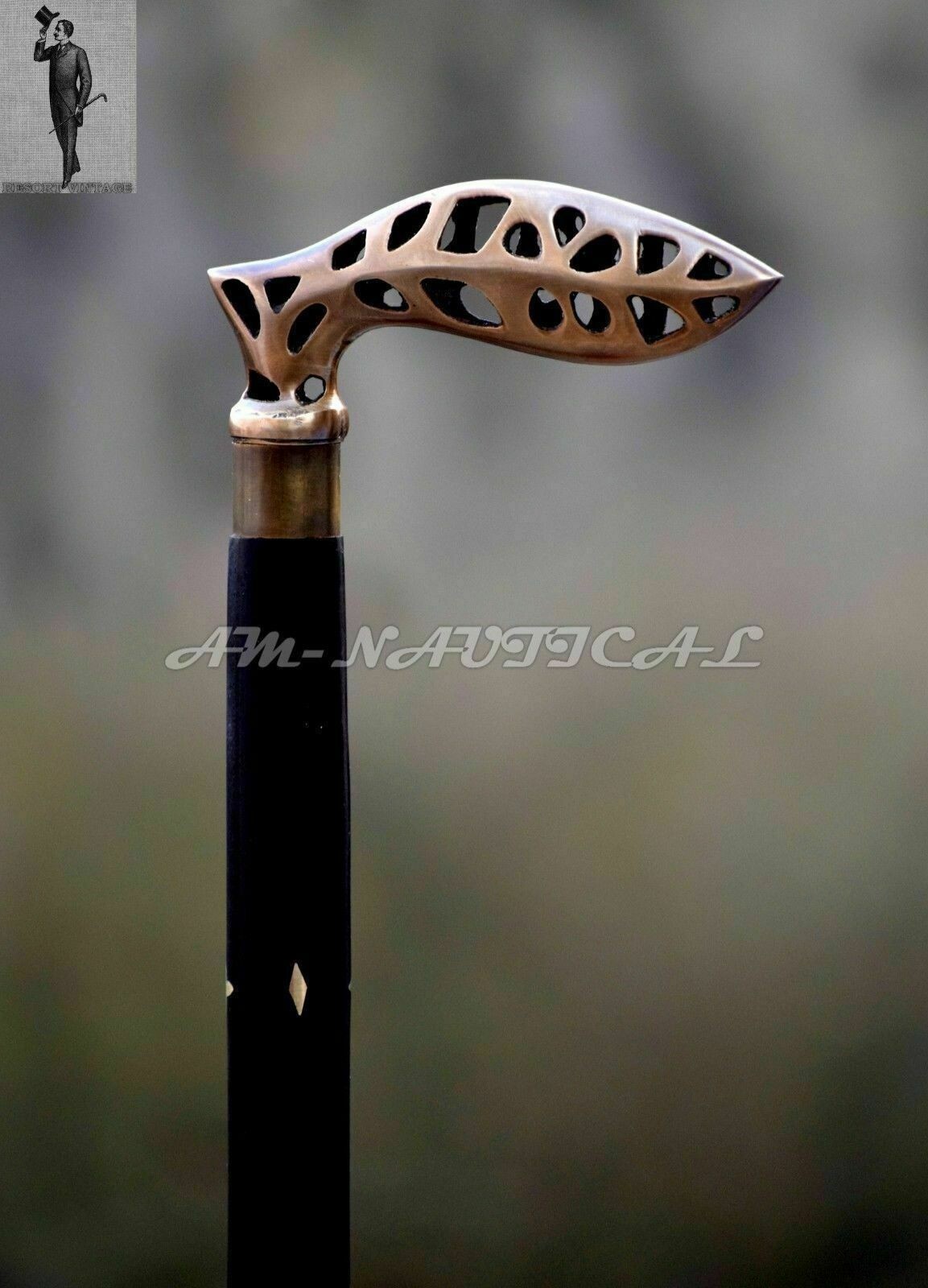 Designer Solid Brass Engraved Head Handle Style W… - image 5