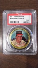 1964 Topps Coins #8 Steve Barber Orioles graded PSA 5 EX
