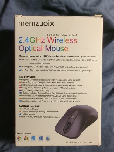 memzuoix 2.4G Wireless Mouse 1200 DPI Mobile Optical Cordless Mouse with USB ... - Picture 2 of 2