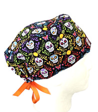 Euro Scrub cap Surgical cap Sugar Skulls Women's NEW Handmade