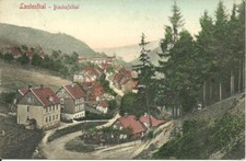 Cartolina litografica Bergstadt Lautenthal resina presso Langelsheim - Bischofsthal - 1910 gel.