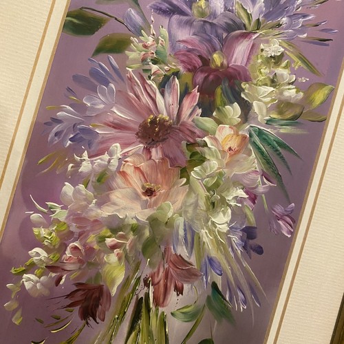 Lillias Blackie Scots Artist Purple Wild Flowers Gold Tone Framed Oil Painting - Picture 16 of 24
