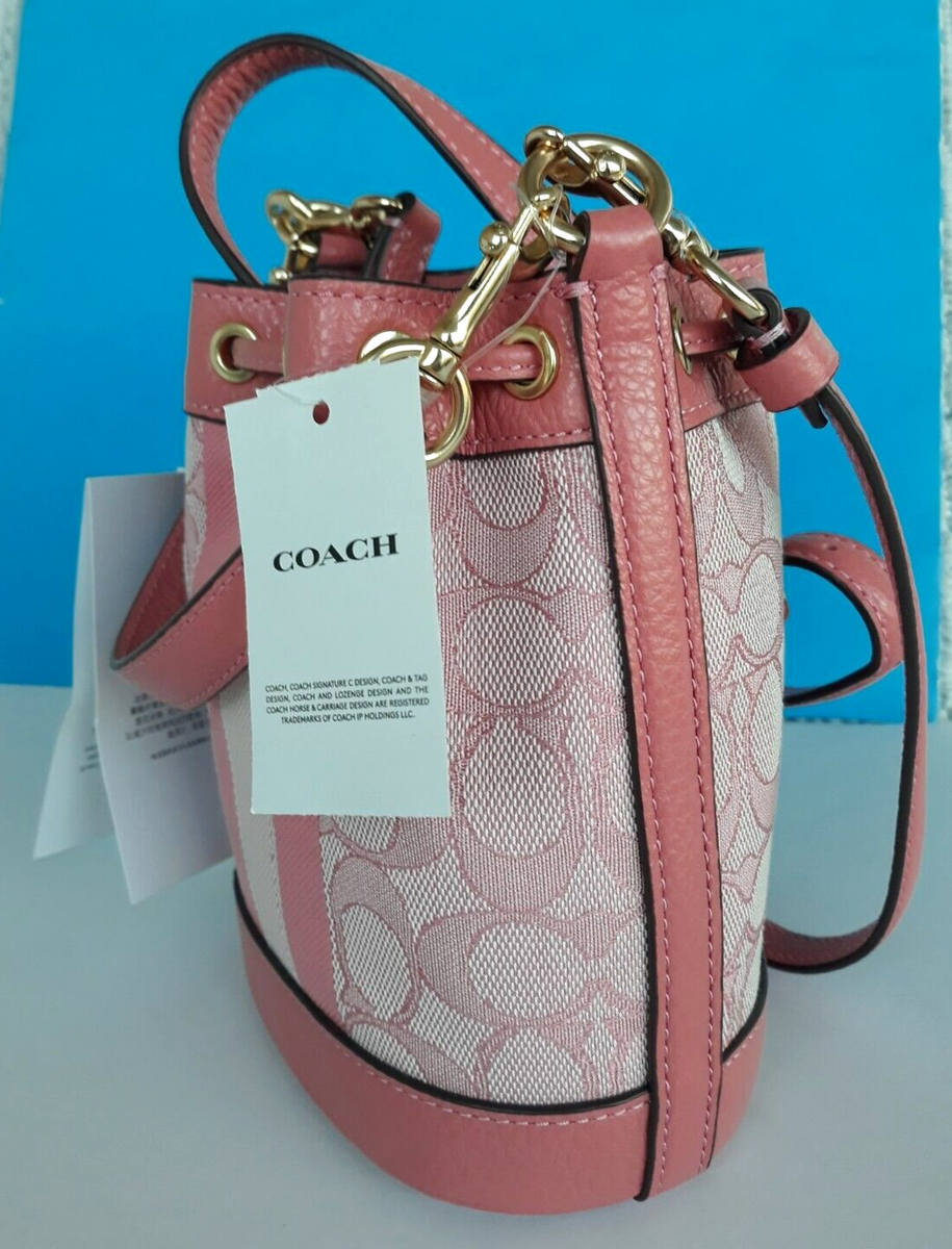 NEW ~ Coach Mini Bucket Bag Taffy Pink Signature Patch Dempsey NEW ~ Coach Mini Bucket Bag Taffy Pink Signature Patch Dempsey