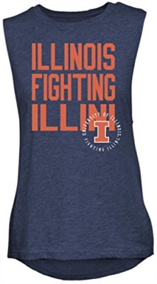 NCAA Rocker Women's Sleeveless Drop Tail Tank, Marine Heather, Medium, Illino...