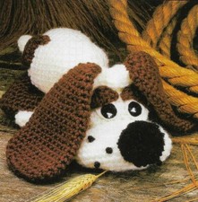PUPPY DOG 9" LONG STUFF ANIMAL TOY DIGEST SIZE CROCHET PATTERN INSTRUCTIONS