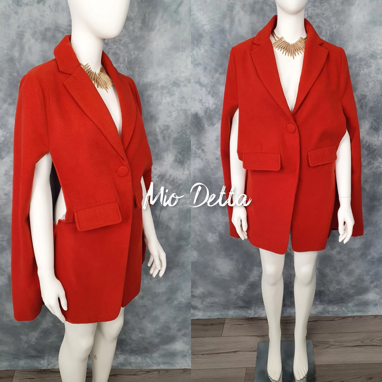 Stunning KLING Pale Orange Soft Poncho Cape Coat Size UK 8/10 Elegant Classy