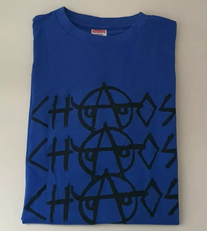 FW08 Supreme Chaos T Shirt Bleu L Large Vintage De 2008 Anarchie Très Rare