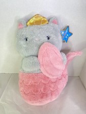 FAO Schwarz Glow Brights Meowmaid Mermaid Cat Gray Pink Plush Stuffed Animal Toy