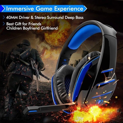 Beexcellent Gaming Headset GM-3 PRO Over-Ear Surround 3.5MM & USB, BLUE... NEW - Picture 3 of 8