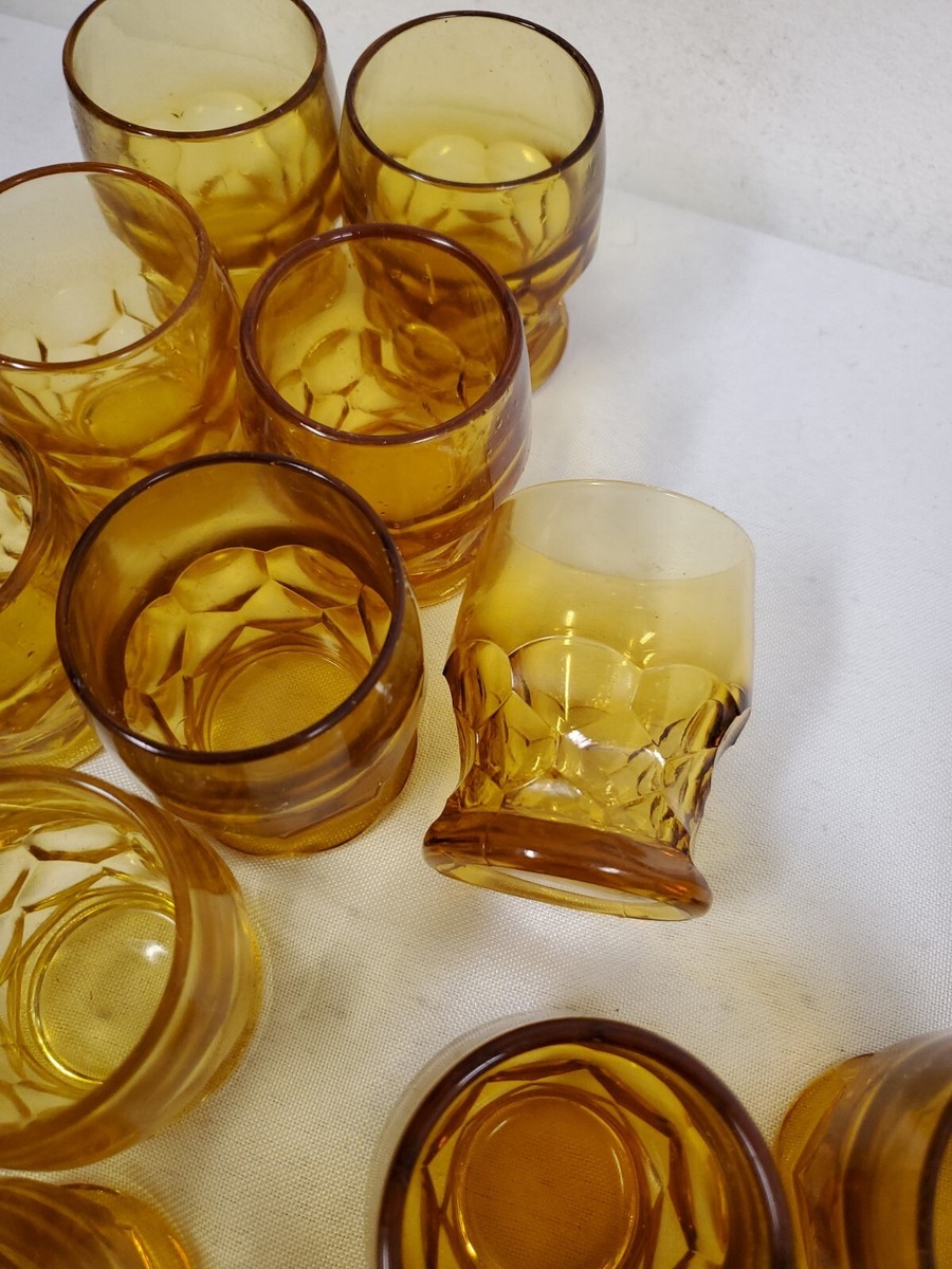 Vintage (20) Amber Glass 70'S Georgian Anchor Hocking Viking Shot