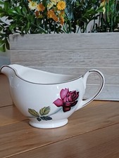 Vintage Saucer Gravy Jug (1962) Pottery Alfred Meakin IRONSTONE Rose Gold Trim