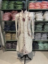 White Sherwani Men Wedding Indian Pakistani Ethnic Wear groom Handmade Sherwani