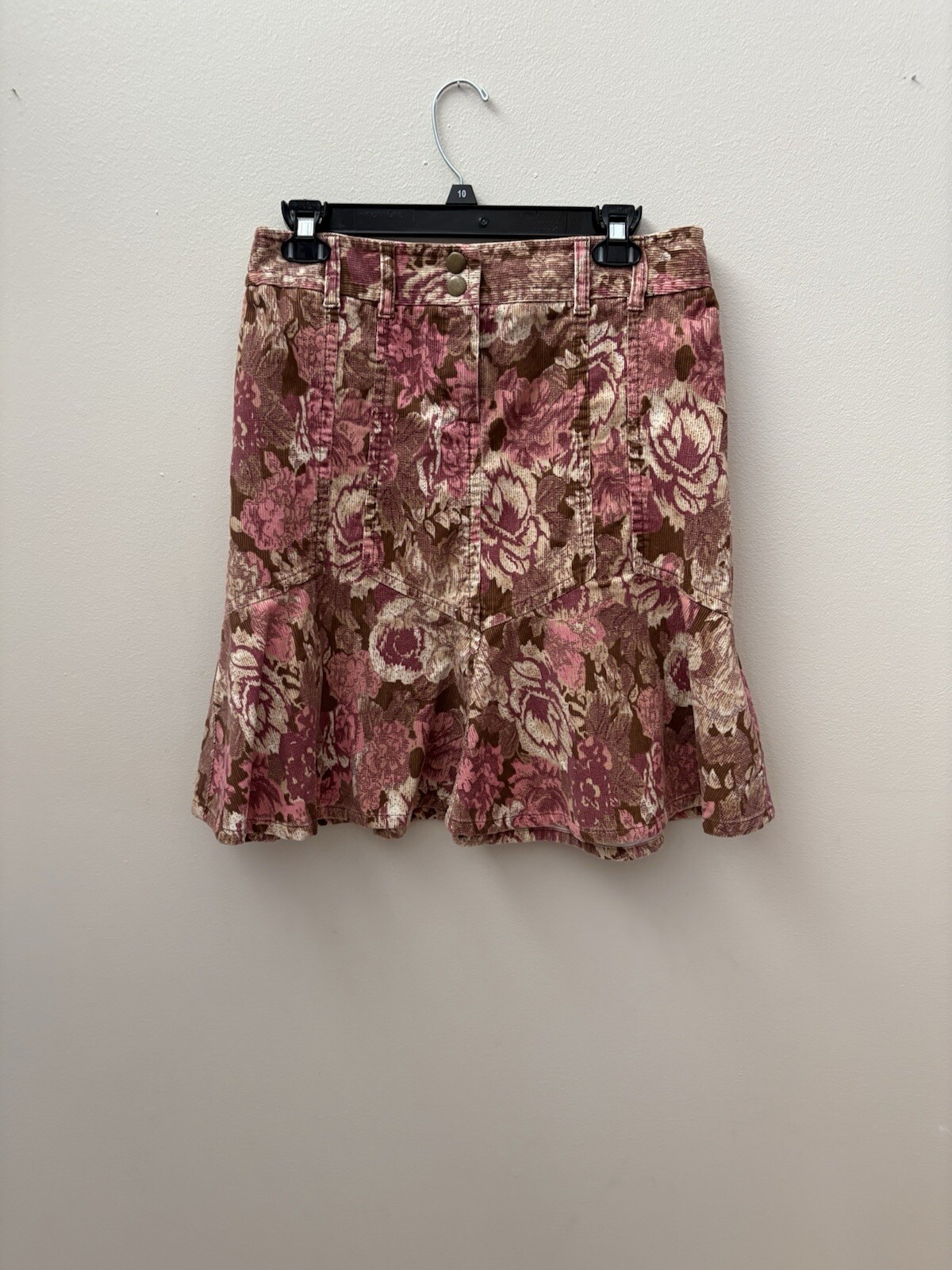 Loft by Ann Taylor Floral Ruffle Skirt Size 6 Brown and Pink Cottage Grammie
