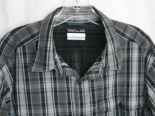 Columbia Omni-Wick Herren L belüftetes Hemd Wandern grau kariert mit Rollärmeln - Bild 1 von 5