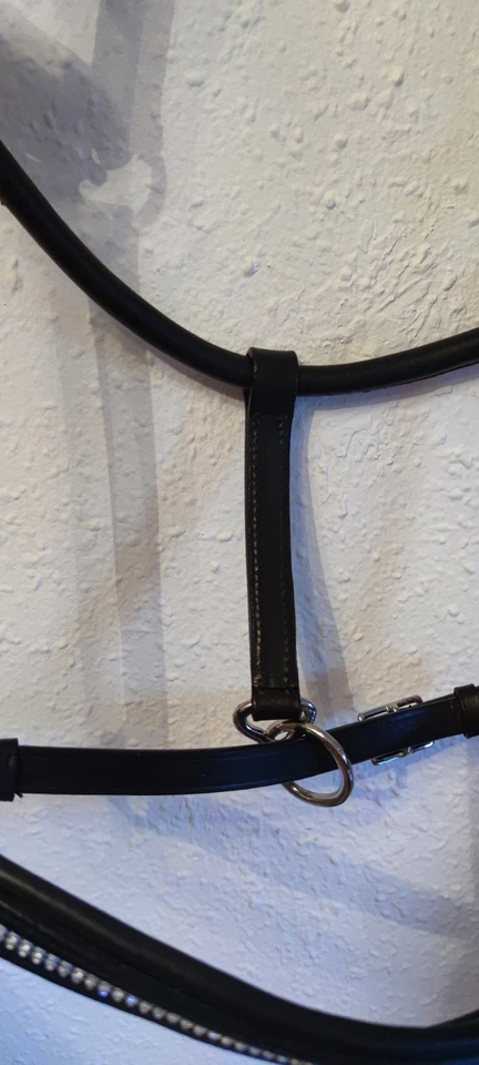 STRASS / LEDER-Halfter, Farbe schwarz hochwertiges Leder Strass silber, Gr WB - Bild 4 von 4