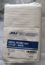 JMU Dental Patient Bibs White 13" X 18" 2-Ply Paper 1-Ply Poly 50pcs Read