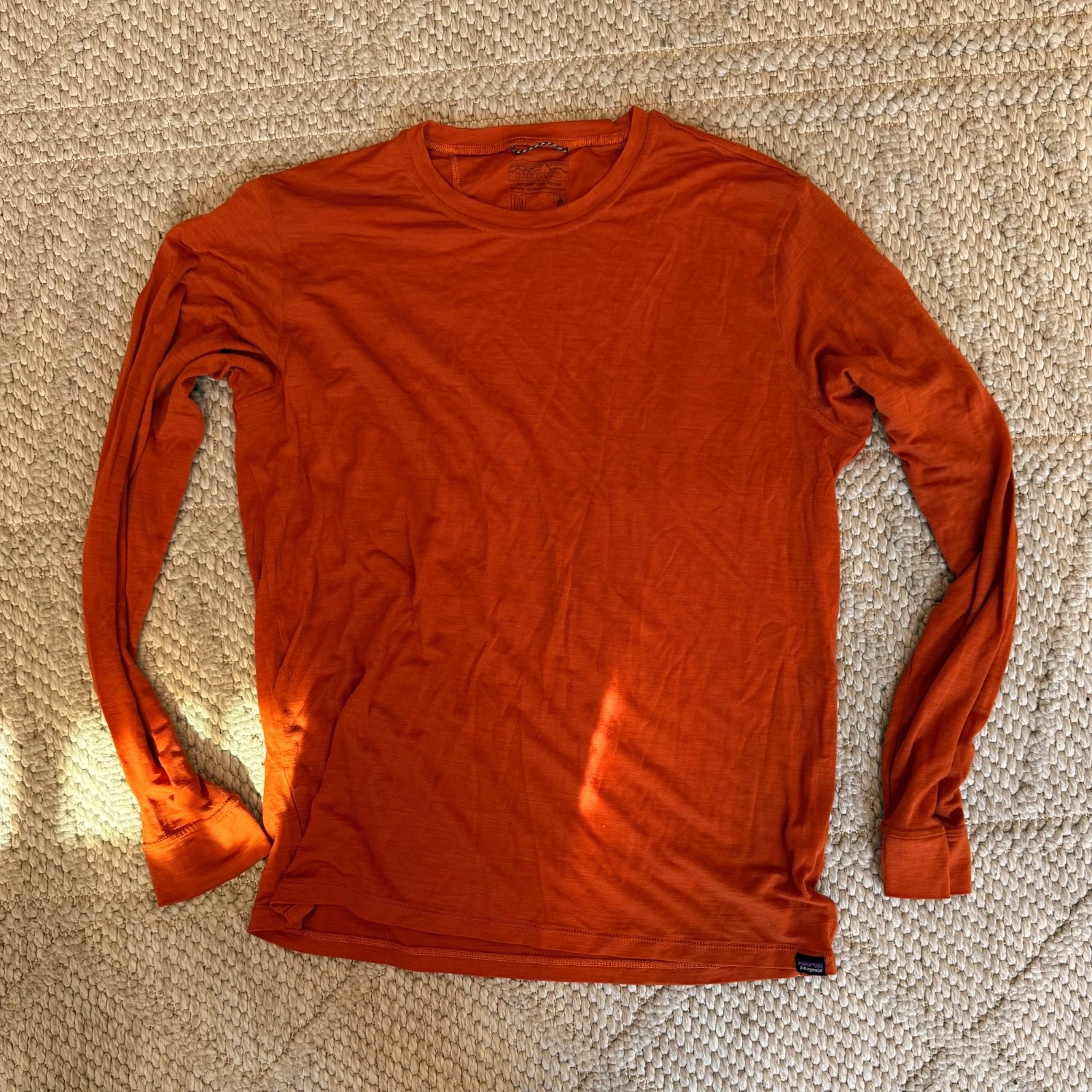 Patagonia Capilene Cool Merino Wool Long Sleeve Shirt Orange Men’s Medium M