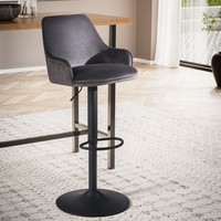 Barhocker FineBuy KüChenhocker Samt Grau Hocker Bistrohocker Barstuhl Drehbar