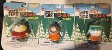 Lot Of 3 Vintage 1998 Comedy Central South Park Kenny, Cartman, Kyle Key Chains 