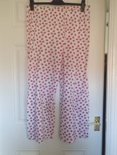 M&S  white pajama bottoms with pink strawberry design size 12-14  brand new