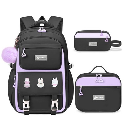 School Backpack for Girls - 5PCS Girls Backpack with Lunch Box Set for Kids E...