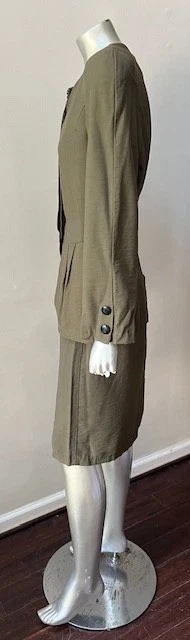 Peplum 2 peças retrô vintage lápis saia midi conjunto verde terno feito nos EUA M 6 - Imagem 4 de 4