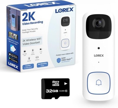 2K Wireless Video Doorbell White Battery Motion Detection