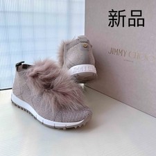 Women 5.0US Jimmy Choo Knit Sneakers Fox Fur