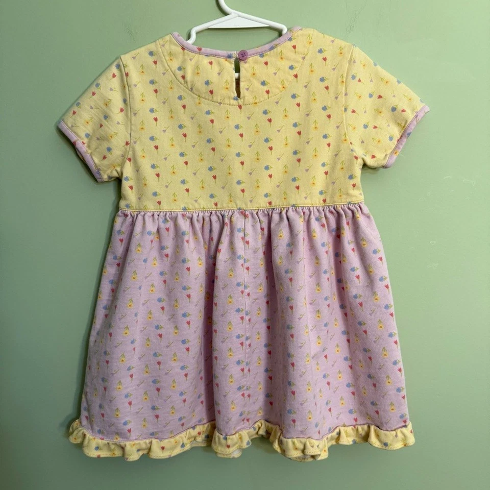 Vestido Gymboree Vintage (1998) Amarillo y Morado Niñas Talla Grande 4-5 años Tulipán Foto 3 de 4