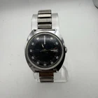 Vintage Timex Men’s Mechanical Watch Black Dial Date Stretch Band Runs